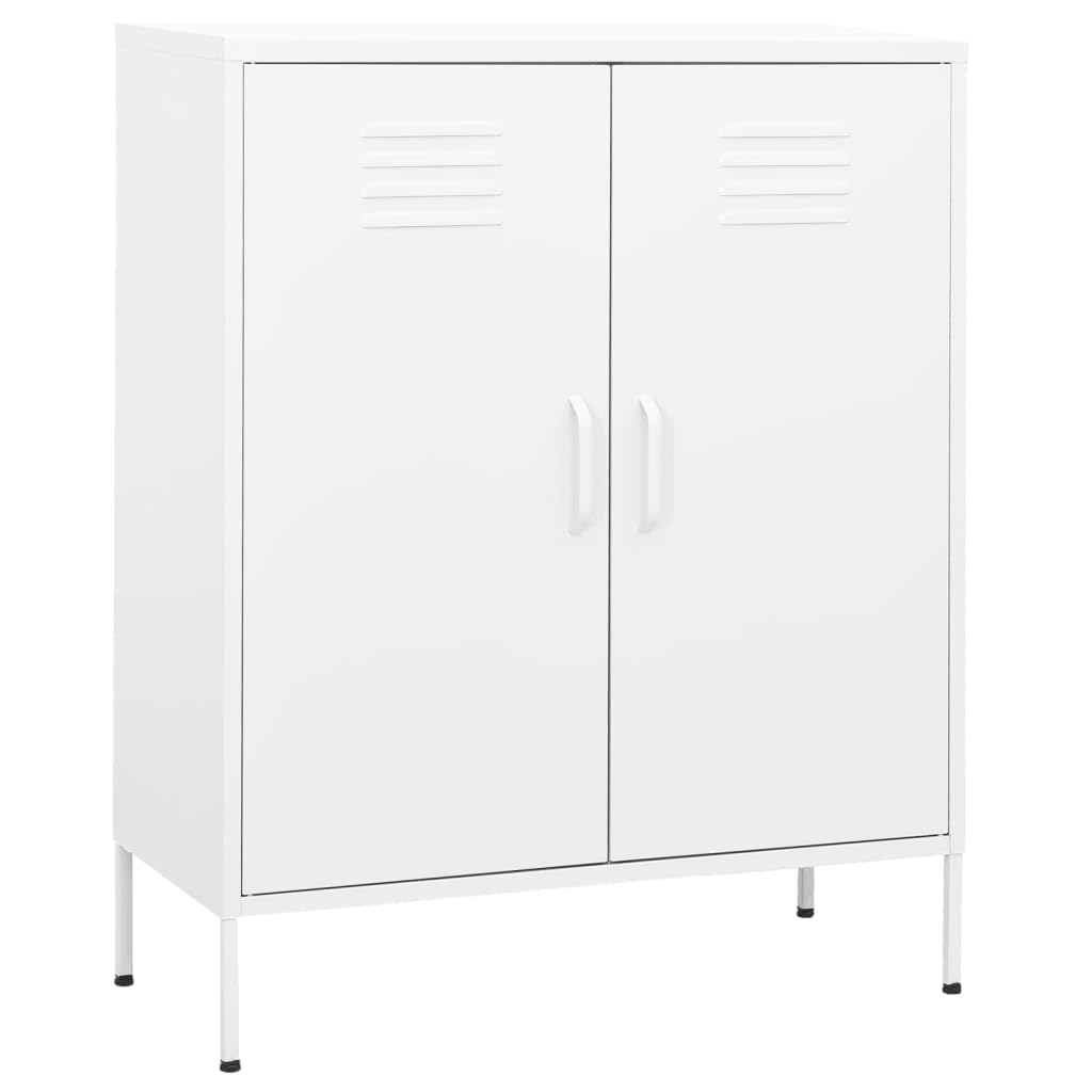 vidaXL Home Decor Storage Cabinet - Steel Made, 31.5"x13.8"x40", Features Adjustable Shelves and Levelers, Industrial Style, White