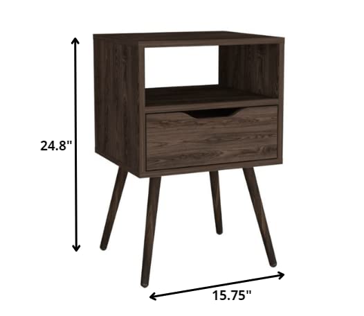 HomeRoots Modern Dark Walnut Bedroom Nightstand