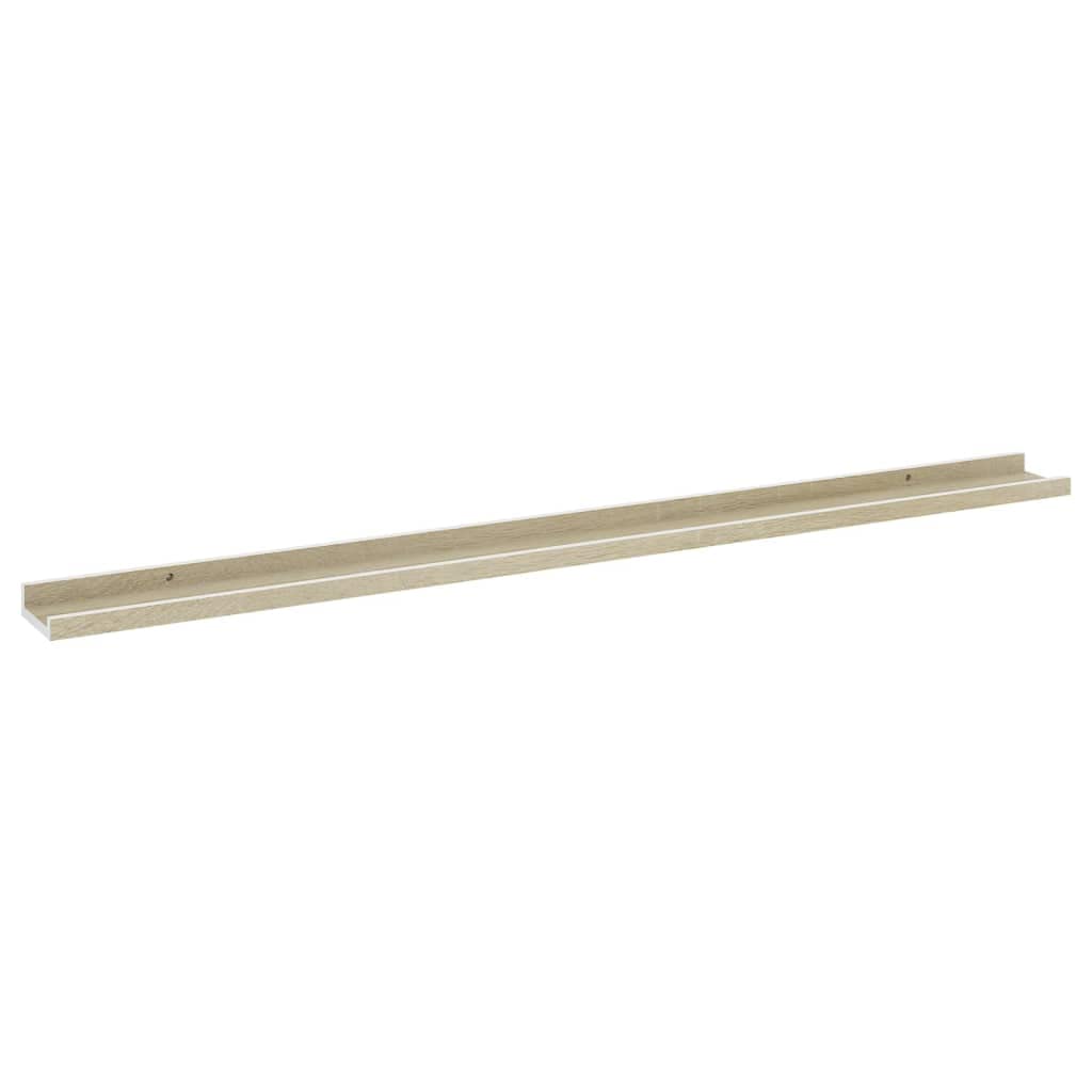 Wall Shelves -SKM Wall Shelves 2 pcs White and Sonoma Oak 45.3"x3.5"x1.2"