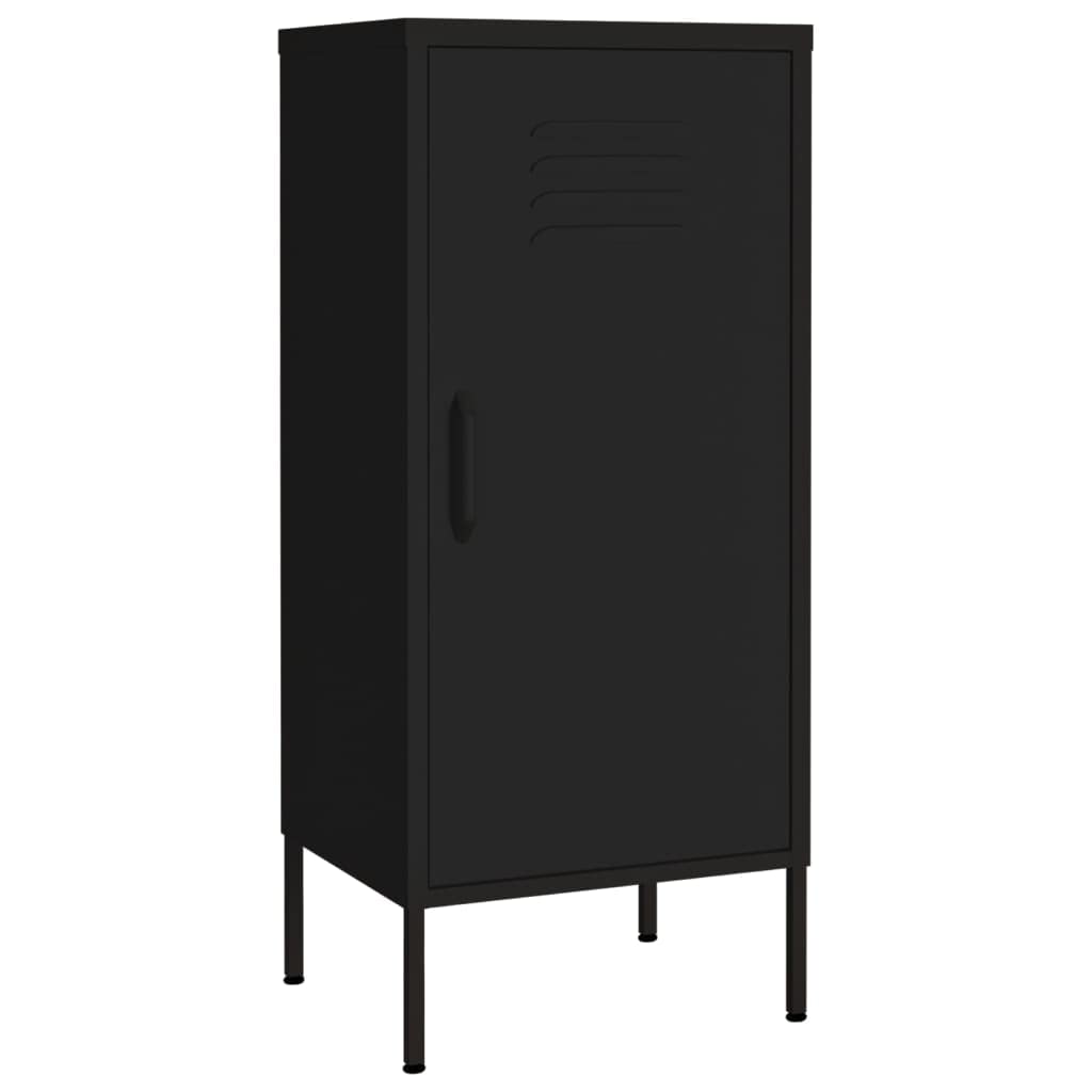 vidaXL Steel Storage Cabinet, Black - Industrial Design with 2 Adjustable Shelves and Levelers, 16.7"x13.8"x40"