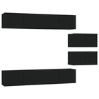 vidaXL 6 Piece TV Cabinet Set Black Engineered Wood