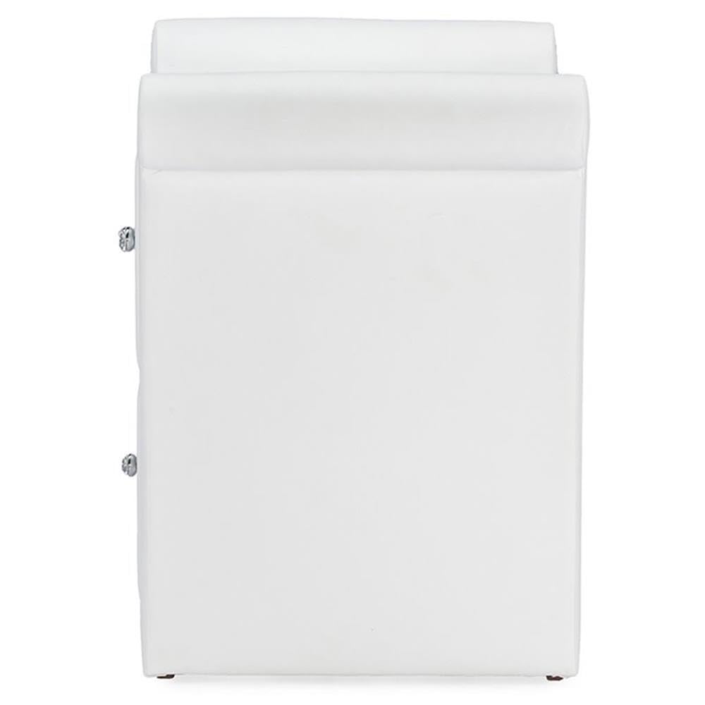 Baxton Studio Victoria Faux Leather Upholstered Modern Nightstand, Large, White