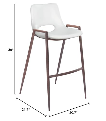 Zuo Modern Bar Chair (Set of 2) White Desi