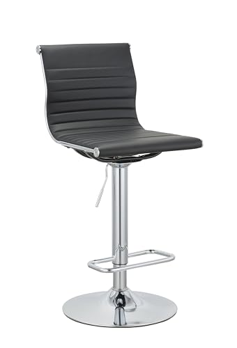 Neos Modern Furniture Adjustable (37" - 45.5") Balck PU Bar Stool with Chrome Leg, Set of 2