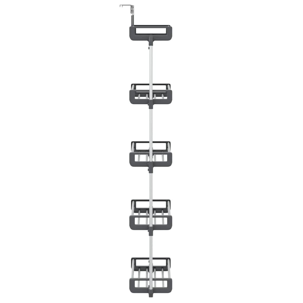 vidaXL Over-The-Door Organizer - 5-Shelf Storage Unit - Versatile Aluminum Structure Applicable to Kitchen, Bedroom, Bathroom - Silver 20.5"x7.9"x53.1" Size