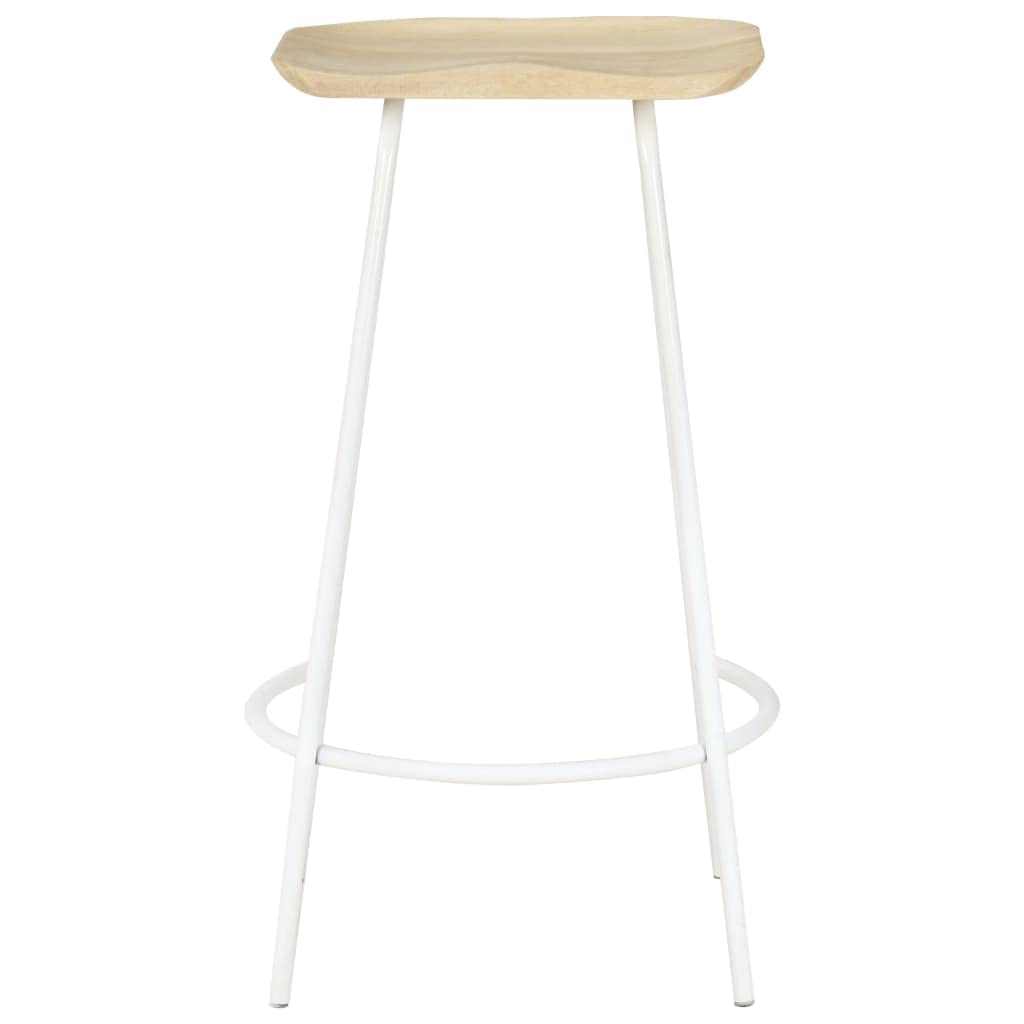 vidaXL - 2 pcs Set of Solid Mango Wood Bar Stools with Built-in Footrests and Attractive Bleached Finish, Ideal for Entertainment and Daily Use
