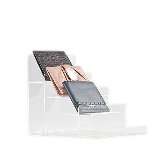 Acrylic Wallet Display Stand Holder Acrylic Jewelry Display Riser Shelf Showcase Fixtures (3-Tier)