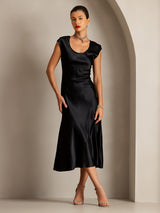 [Black] SilkSilky  Cap Sleeve Dress 005
