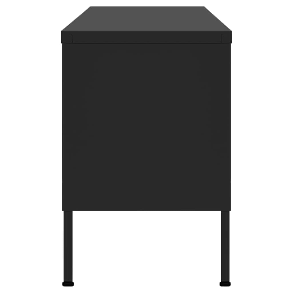 vidaXL Steel TV Stand with Mesh Doors - Durable and Adjustable Unit with Cable Management System, Internal Shelf for Media Storage, Ideal for Modern Living Spaces