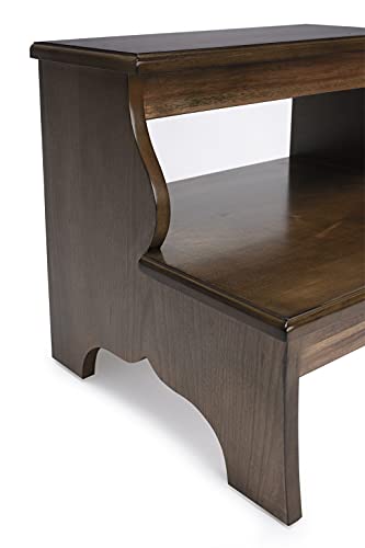 HomeRoots Brown MDF, Acacia Wood Solids Handcrafted Praline Step Stool