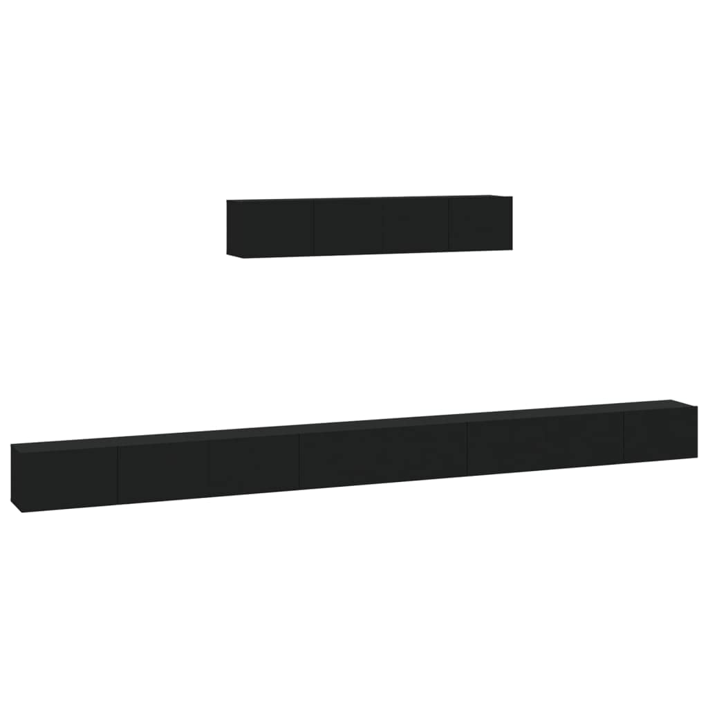 vidaXL Modern Engineered Wood TV Stand Set, Black 6 Piece TV Cabinet Set with Ample Storage, California Proposition 65 Warning - Suitable for Large Screen TVs