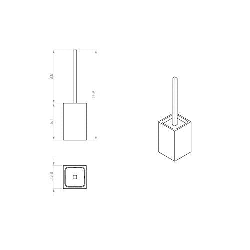 Gedy Rainbow Decorative Square Toilet Brush Holder, Orange