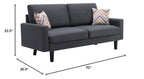 Lilola Home Bahamas Dark Gray Linen Sofa with 2 Throw Pillows