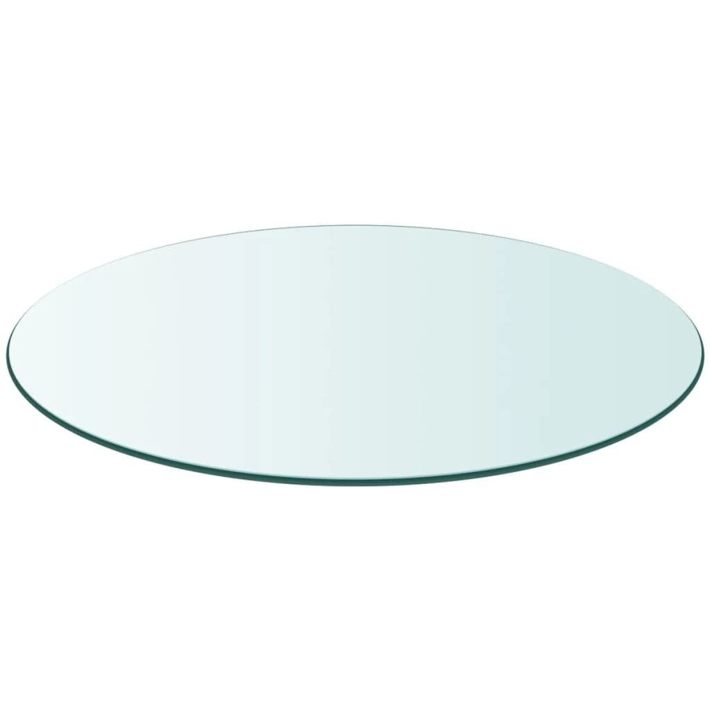 vidaXL Round Table Top - 23.6" Tempered Glass Transparent - Durable, Easy to Clean, Versatile Use for Dining Tables, Coffee Tables, Garden Tables
