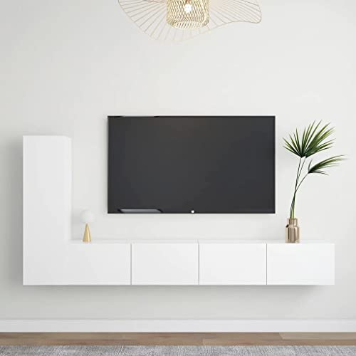 vidaXL TV Cabinet Set 3 Piece Home Living Room Furniture TV Stand HiFi Stereo Cabinet Media Unit Entertainment Center Black Engineered Wood