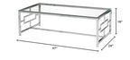 Best Master Furniture E-Design Stainless Steel Glass Top Coffee Table, Silver