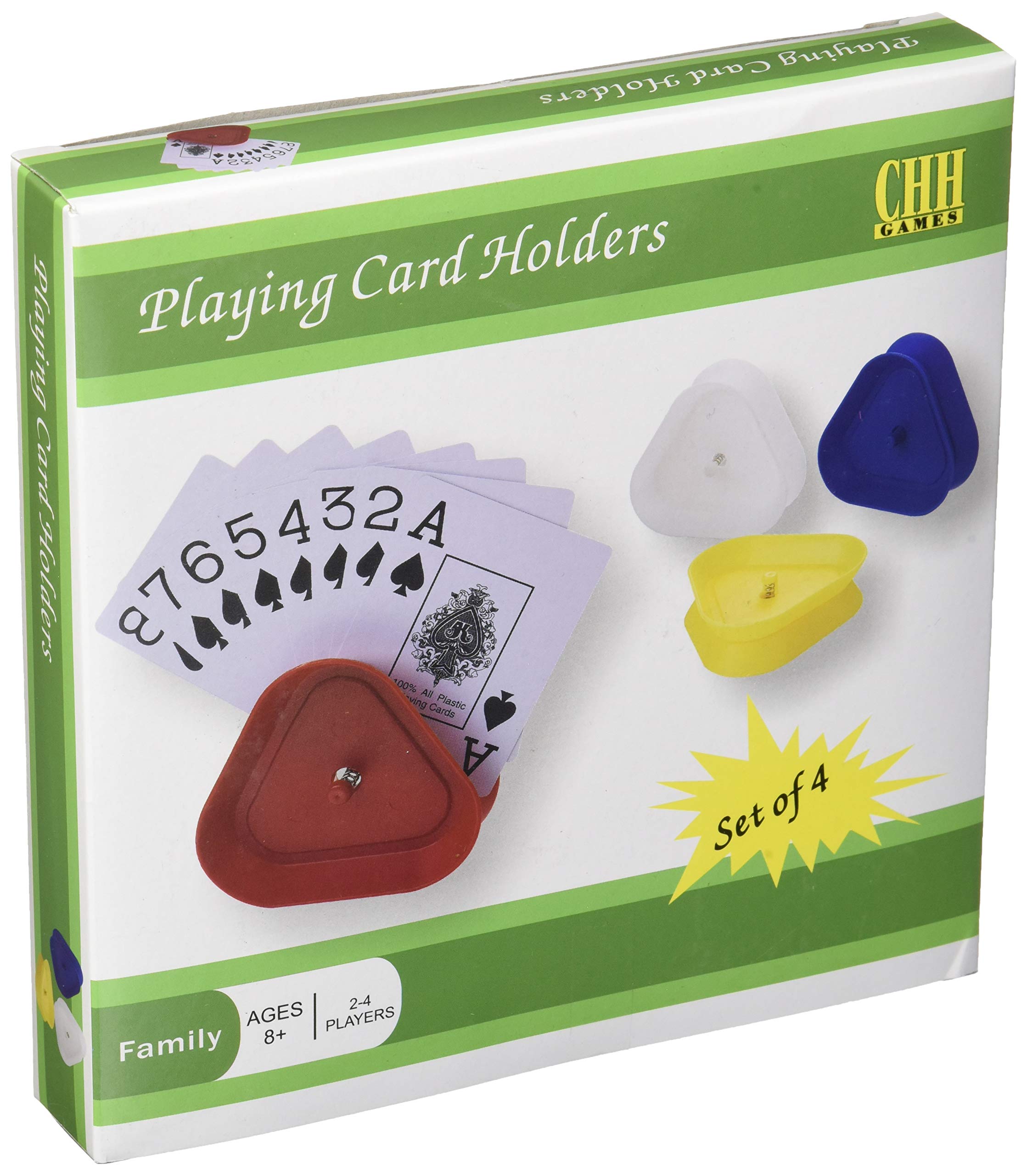 4 Piece Triangular Card Holders In Red, White, Yellow & Blue, Multi