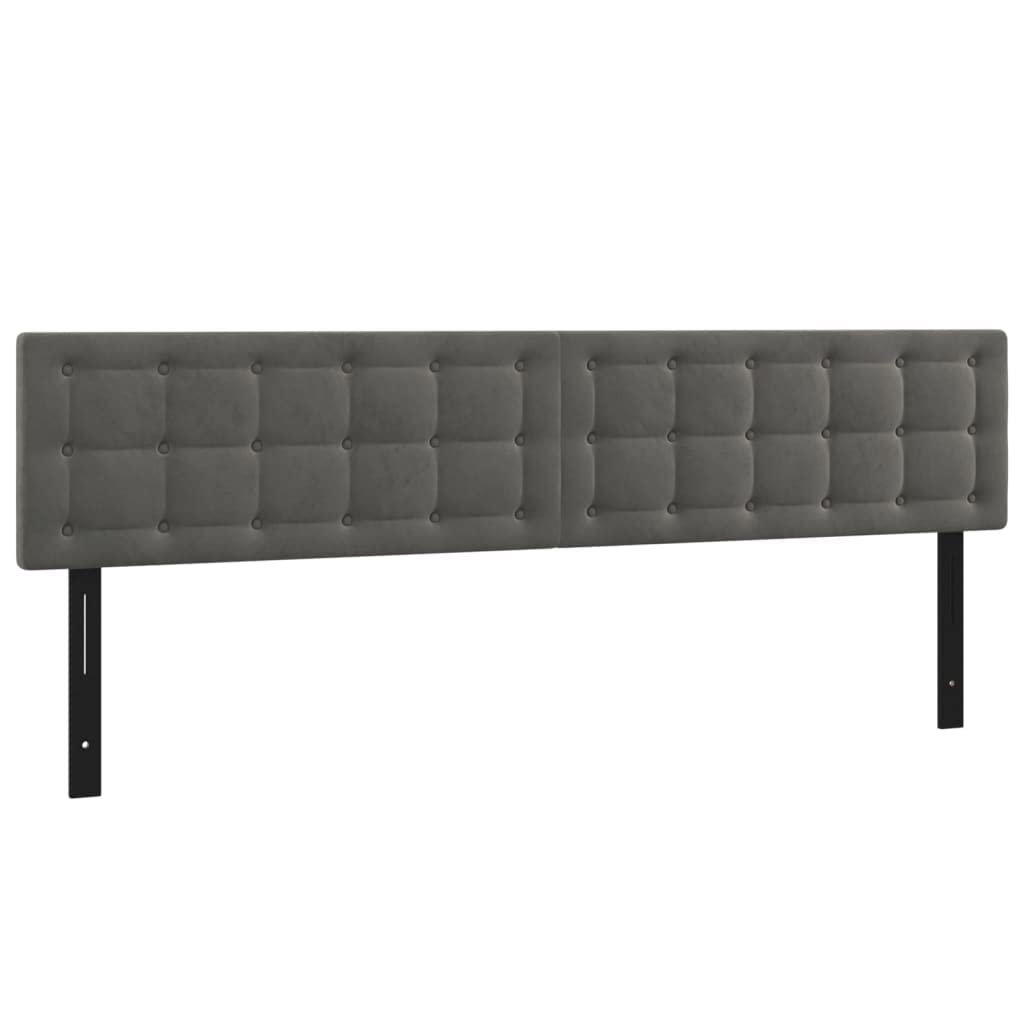 Vidaxl Classic Bed Headboards Set In Dark Gray Velvet | Size Adjustable Bedroom Furniture | Solid Larch And Engineered Wood Construction | Set Of 2