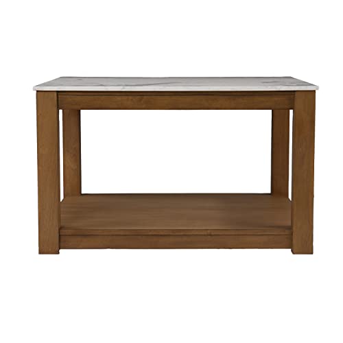 SEI Furniture Chandlen Square 30" Wood Cocktail Table, White & Natural