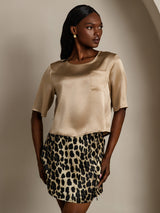 [Champagne] SilkSilky  Half Sleeve Women's T-Shirt 001