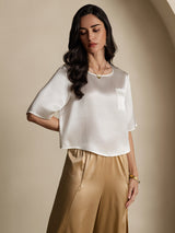 [White] SilkSilky  Half Sleeve Women's T-Shirt 006