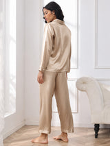 [Champagne Gold] SilkSilky  Long Sleeve Lapel Collar Women's Pajamas 002