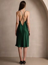 [Dark Green] SilkSilky  Spaghetti Strap Dress 002