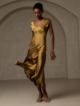 [Brown] SilkSilky  Cap Sleeve Dress 005