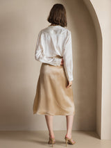 [White] SilkSilky  Long Sleeve Lapel Collar Women's Shirts 002