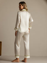 [White] SilkSilky  Long Sleeve Lapel Collar Women's Pajamas 002