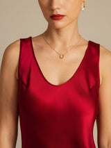 [Wine] SilkSilky  Sleeveless Scoop Neck Nightgown 004