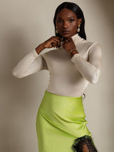 [Beige] SilkSilky  Long Sleeve Turtle Neck Women's T-Shirt 004