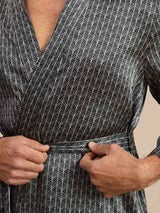 [Black Ginkgo] SilkSilky  Long Sleeve Men's Robe 006