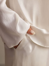 [White] SilkSilky  Long Sleeve Lapel Collar Women's Pajamas 005