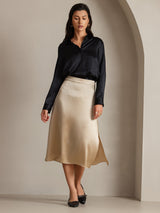 [Black] SilkSilky  Long Sleeve Lapel Collar Women's Shirts 003