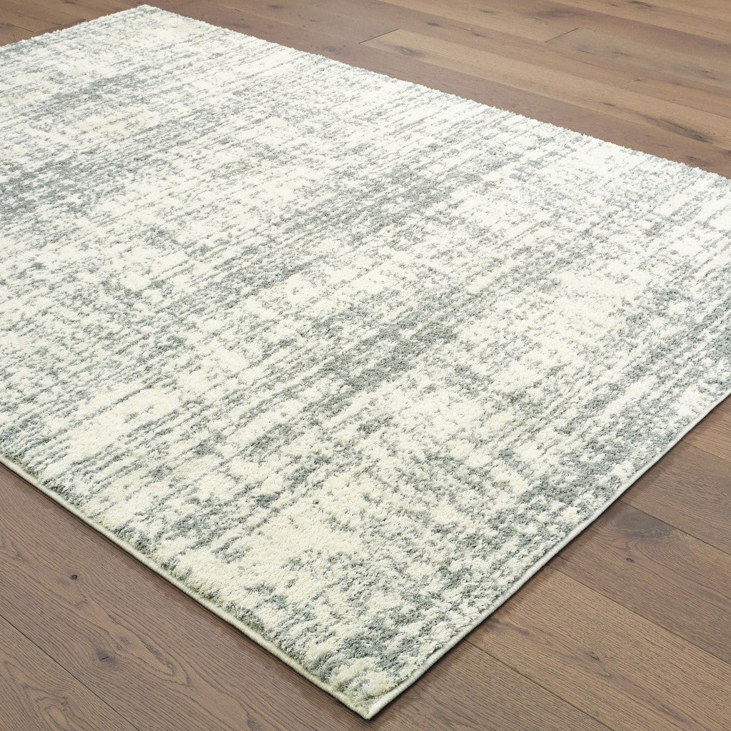 2’x3’ Ivory and Gray Abstract Strokes Scatter Rug