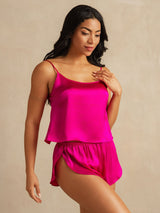 [Rose Red] SilkSilky  Spaghetti Strap Camisole Set 003