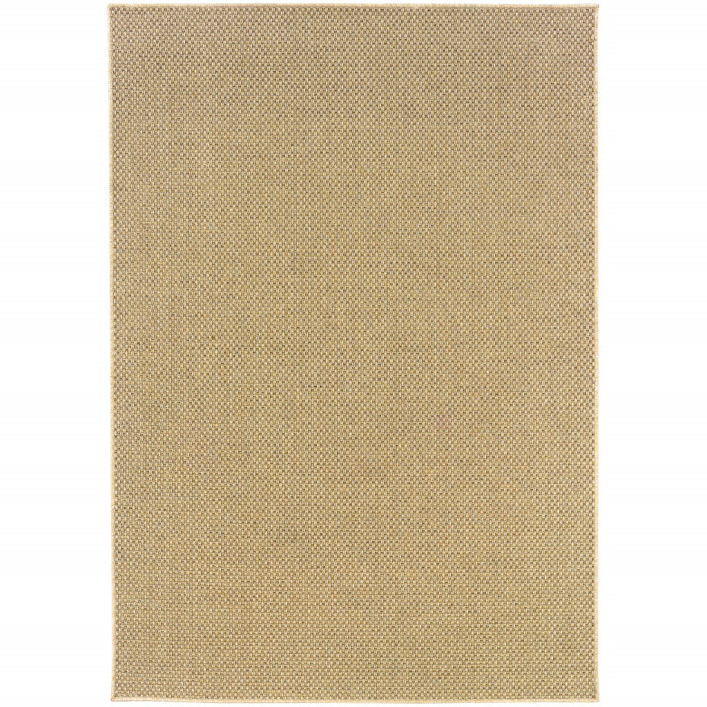 HomeRoots Polypropylene 8’x11’ Solid Sand Beige Indoor Outdoor Area Rug