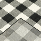 HomeRoots Polypropylene 2’x8’ Black and Ivory Gingham Indoor Outdoor Runner Rug