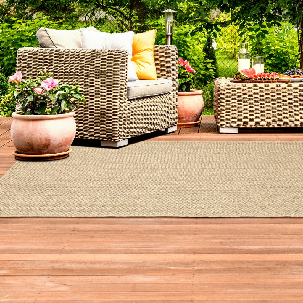 HomeRoots Polypropylene 2’x4’ Solid Sand Beige Indoor Outdoor Scatter Rug