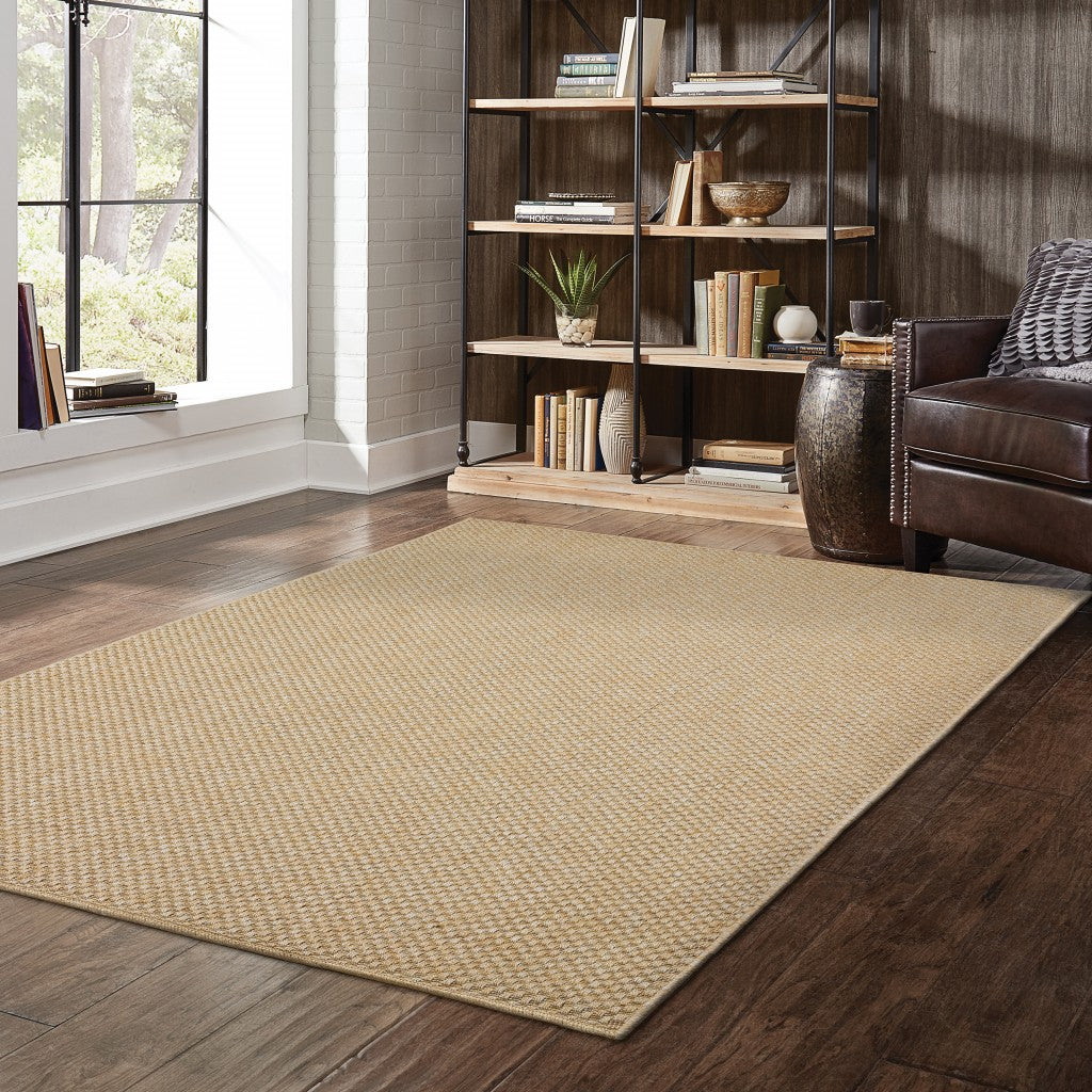 HomeRoots Polypropylene 2’x4’ Solid Sand Beige Indoor Outdoor Scatter Rug