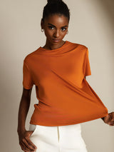 [Orange] SilkSilky  Short Sleeve Women's T-Shirt 001
