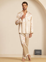 [Champagne] SilkSilky  Long Sleeve Lapel Collar Men's Pajamas 003