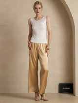[White] SilkSilky  Sleeveless Round Neck Women's T-Shirt 006