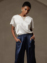 [Light Gray] SilkSilky  Short Sleeve Boat Neck Women's T-Shirt 003