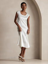 [White] SilkSilky  Cap Sleeve Dress 001