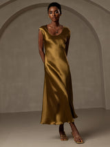[Brown] SilkSilky  Cap Sleeve Dress 007