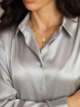 [Light Gray] SilkSilky  Long Sleeve Lapel Collar Women's Shirts 007