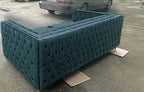 Acme Gillian Sofa AC-52790 Dark Teal Velvet Upholstery Metal Leg