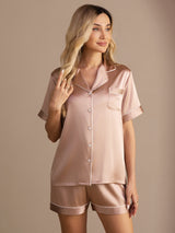 [Tuscany] SilkSilky  Short Sleeve Lapel Collar Women's Pajamas 005